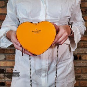 Kate Spade New York Love Shack Mini Heart Crossbody Bag Pride ORANGE Leather